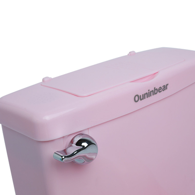Toalete de bebê de plástico com botão de manuseio com banco de treinamento de padrão de impressão em cores rosa/azul/branco