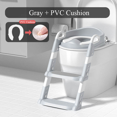Cinza + Branco 3 em 1 Potty Training Toilette Seat com Step Stool Ladder para 1-6 anos de idade