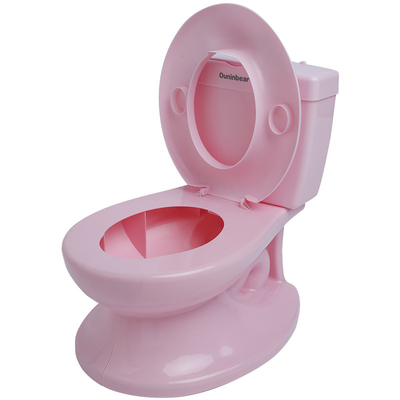 Treinador de banheira de plástico rosa personalizável com padrão de impressão para treinamento de banheira fácil
