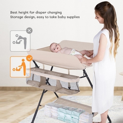 Customize Logo comercial mesa de mudança de bebê Organizador de fraldas com rodas