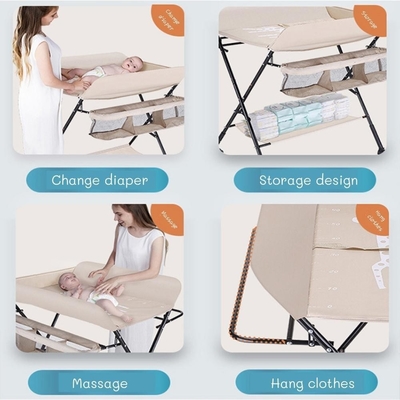 Customize Logo comercial mesa de mudança de bebê Organizador de fraldas com rodas