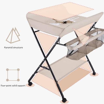 Customize Logo comercial mesa de mudança de bebê Organizador de fraldas com rodas