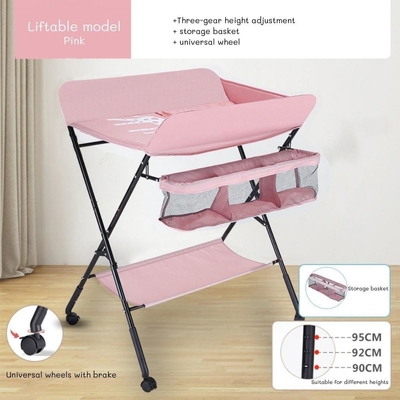 Customize Logo comercial mesa de mudança de bebê Organizador de fraldas com rodas