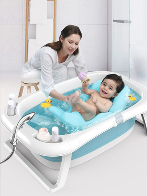 Banheira de plástico dobrável para bebés sem BPA Banheira infantil confortável