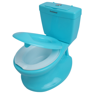 Cadeira de banheiro de treino de bebê de plástico azul com padrão impresso para crianças