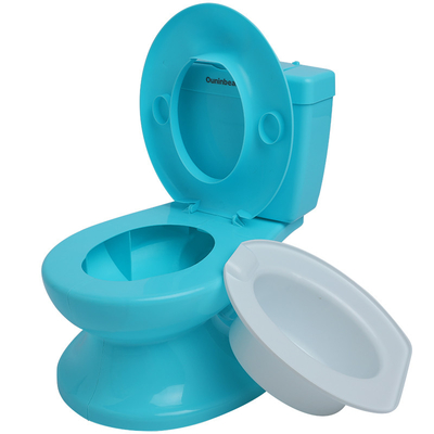 Cadeira de banheiro de treino de bebê de plástico azul com padrão impresso para crianças