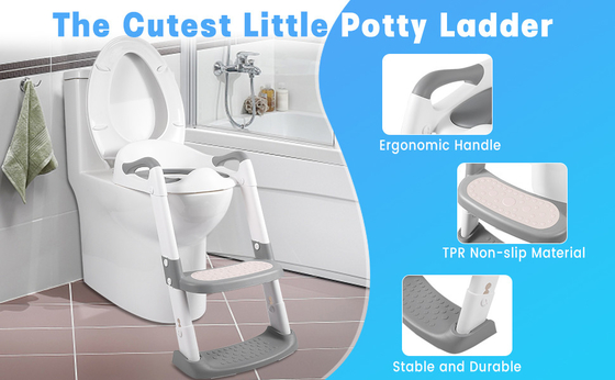 Cinza + Branco 3 em 1 Potty Training Toilette Seat com Step Stool Ladder para 1-6 anos de idade