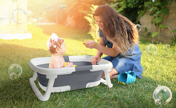 Banheira de banho para bebés recém-nascidos Conjunto de almofada macia de plástico TPE Banheiras de banho para crianças dobráveis