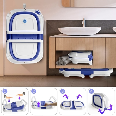 Banheira de banho para bebés recém-nascidos Conjunto de almofada macia de plástico TPE Banheiras de banho para crianças dobráveis