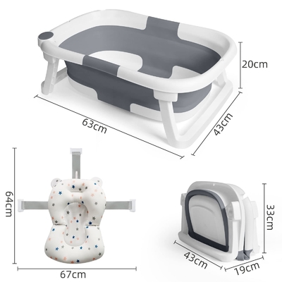 Banheira de banho para bebés recém-nascidos Conjunto de almofada macia de plástico TPE Banheiras de banho para crianças dobráveis