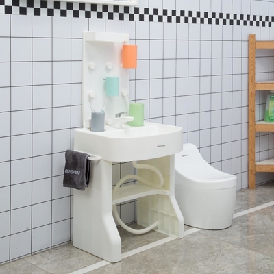 Bacia de lavagem de plástico de tamanho infantil com pedestal de pé
