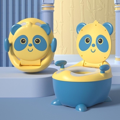Adorável Panda Forma Azul Amarelo Cartoon Baby Potty de Treinamento com Certificação EN71