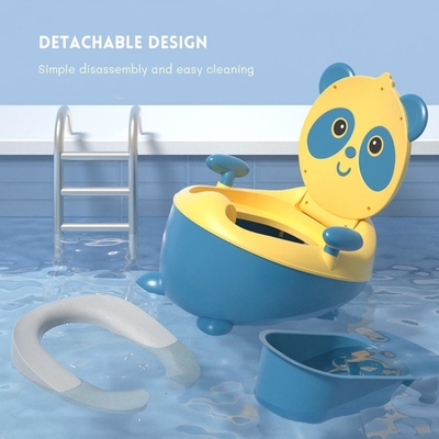 Adorável Panda Forma Azul Amarelo Cartoon Baby Potty de Treinamento com Certificação EN71