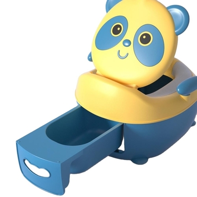 Cartoon Panda Baby Potty Toilet de Treinamento com Logotipo Personalizado em Azul Amarelo Branco Preto