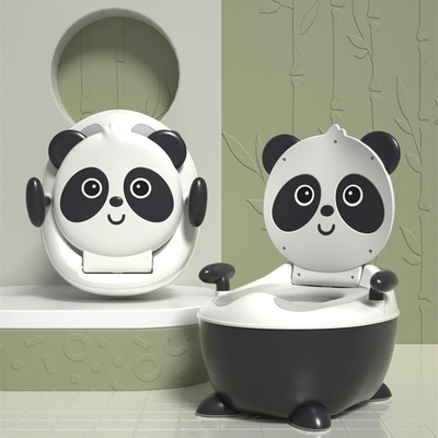 Cartoon Panda Baby Potty Toilet de Treinamento com Logotipo Personalizado em Azul Amarelo Branco Preto