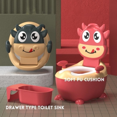 Potty de treinamento de bebê de vaca de desenhos animados de cores personalizadas com certificado de teste EN71