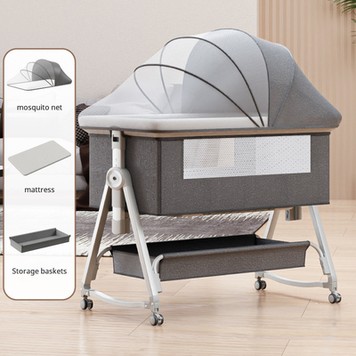 Berço multifuncional para bebés com empilhadeira de ajuste de altura dobrável, balanço portátil e móvel, berço, cama de dormir