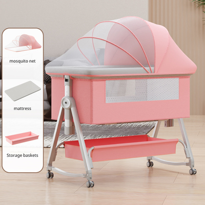 Berço multifuncional para bebés com empilhadeira de ajuste de altura dobrável, balanço portátil e móvel, berço, cama de dormir