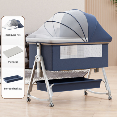 Berço multifuncional para bebés com empilhadeira de ajuste de altura dobrável, balanço portátil e móvel, berço, cama de dormir