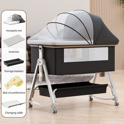 Berço multifuncional para bebés com empilhadeira de ajuste de altura dobrável, balanço portátil e móvel, berço, cama de dormir